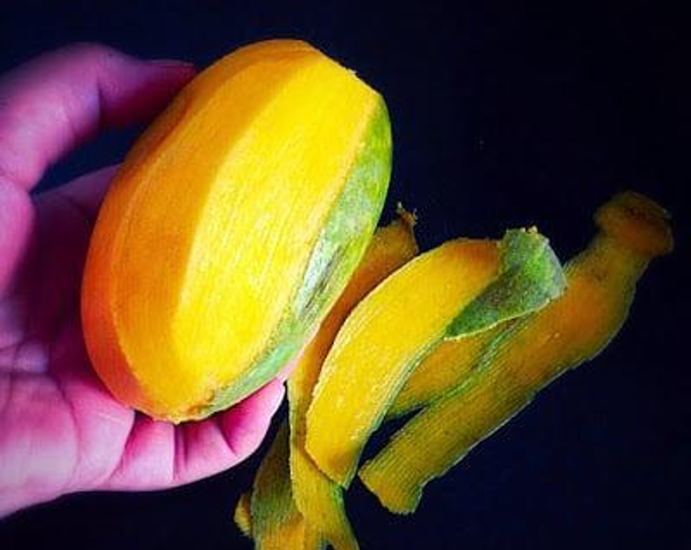 step 1 Peel and cut the Mango (1). Cut as much mango meat as you can away from the middle seed.