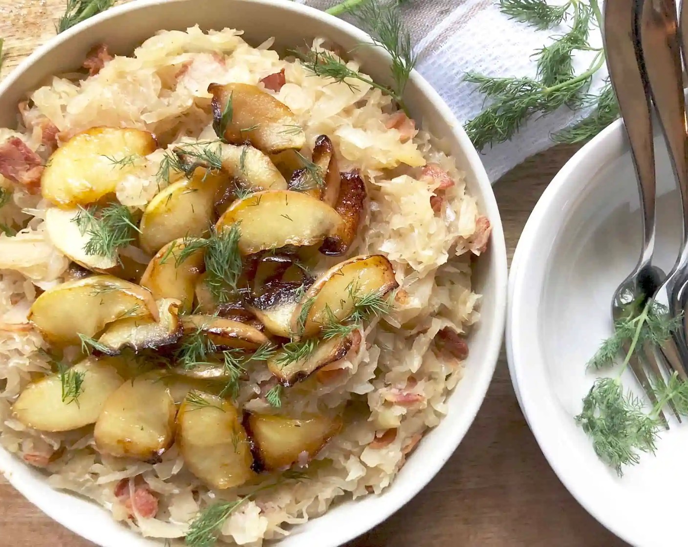 Sauerkraut with Bacon & Sautéed Apples