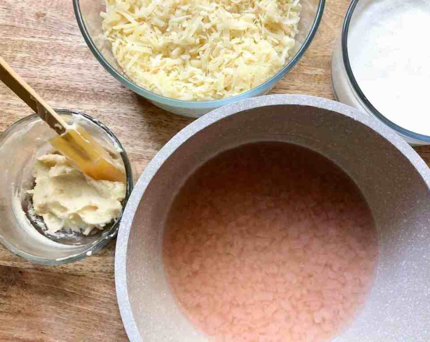 step 9 Stir together Butter (1 Tbsp) and All-Purpose Flour (1 Tbsp), add to the wine mixture. Stir in the Kemps Heavy Whipping Cream (1 cup). Cook and stir over medium heat until bubbly.