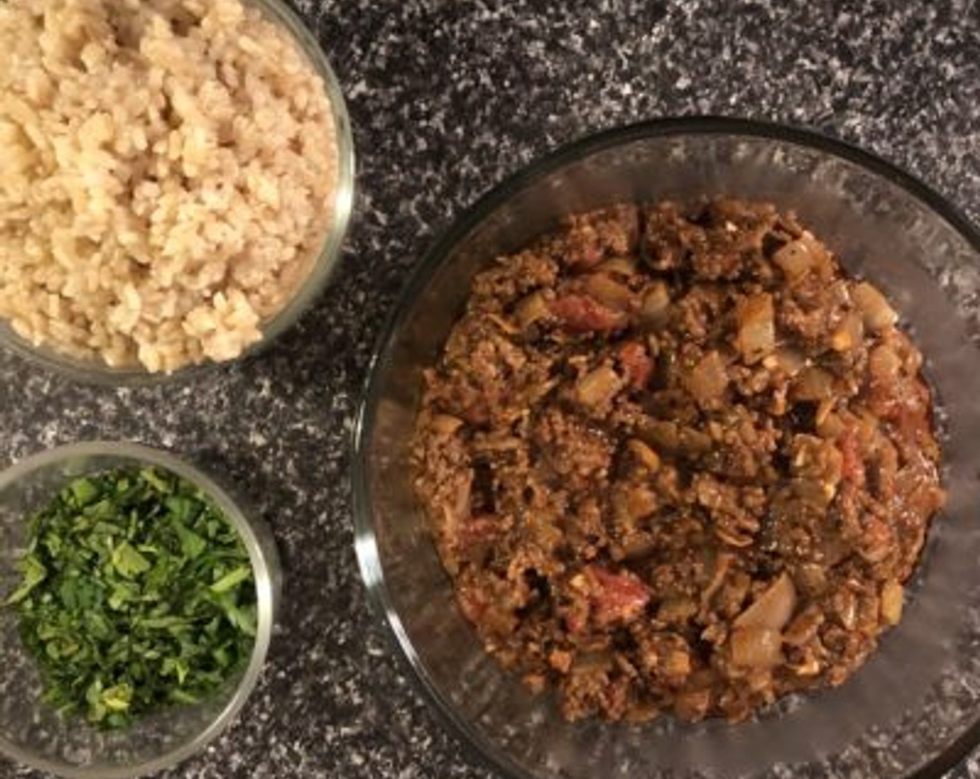 step 6 Add the cooked Brown Rice (1/3 cup) and toss it through along with the Italian Flat-Leaf Parsley (1/2 cup) and Fresh Cilantro Leaf (1/2 cup). This can also be done in a mixing bowl if preferred.