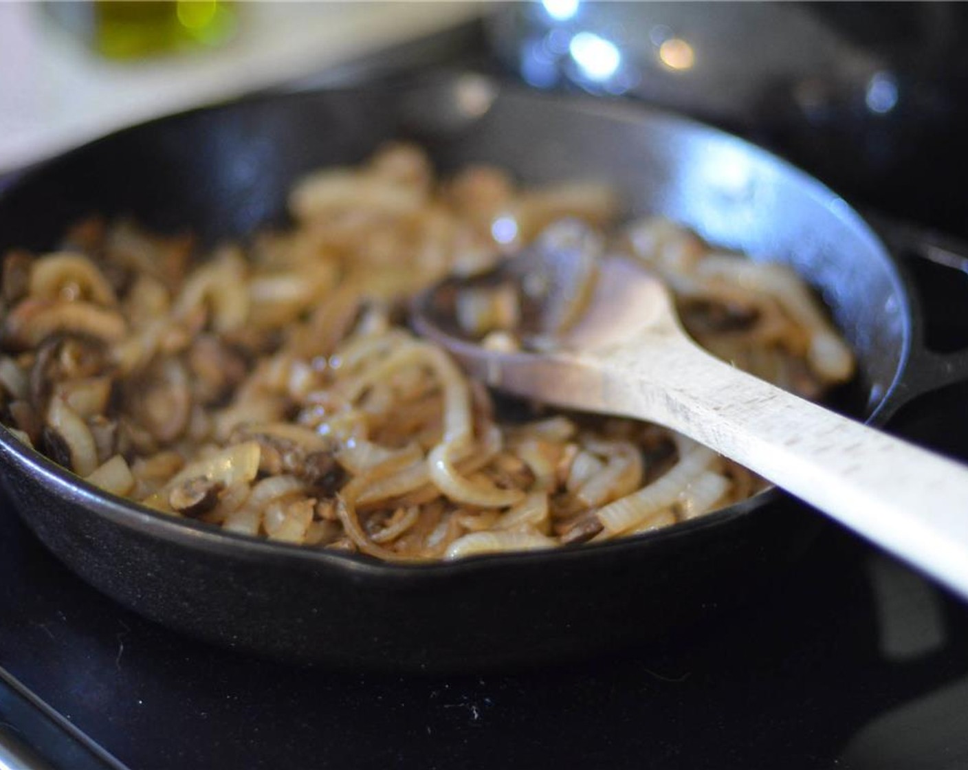 step 8 Remove skillet from heat, add Balsamic Vinegar (2 Tbsp), and toss to coat. Return skillet to heat and continue to cook, tossing occasionally, until onions are browned and broken down, another 10 to 15 minutes.
