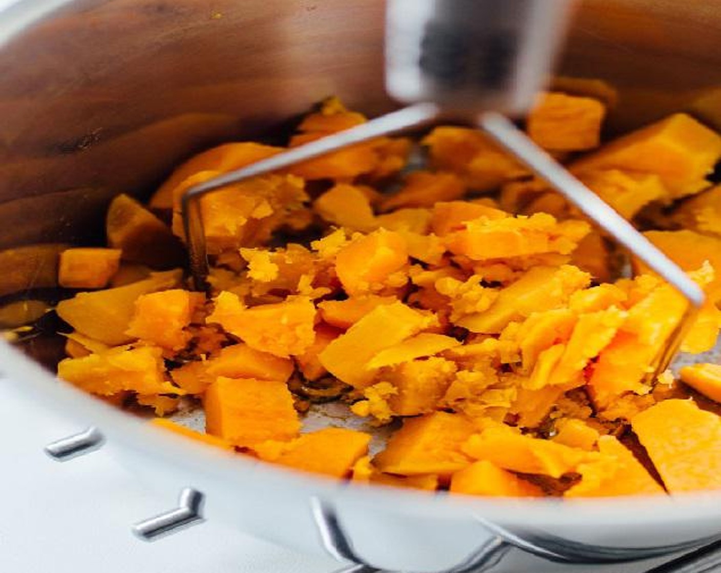 step 1 Peel and chop Sweet Potatoes (2) into chunks. Bring a large pot of water to a boil and add sweet potatoes, cooking for about 15 minutes, until fork tender. Drain water and mash potatoes, then set aside to cool some.