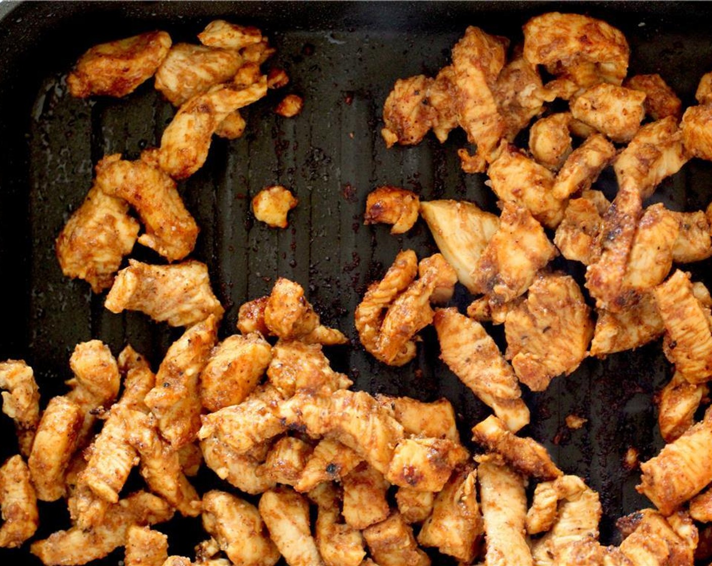 step 7 Heat a pan over high heat with Olive Oil (1 tsp). Cook the chicken on high heat, browning well, for about 10 minutes. You want the chicken crispy on the outside, but not dry.