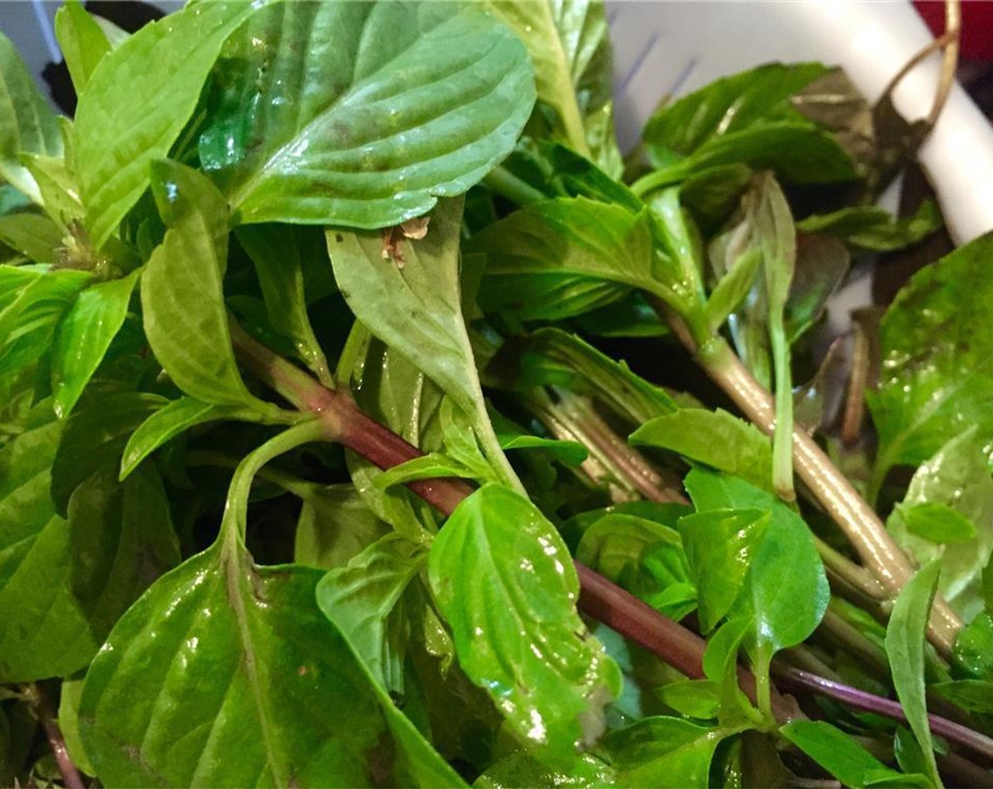 step 1 Separate basil leaves from stalks and wash, and measure the Fresh Thai Basil Leaves (2 cups).