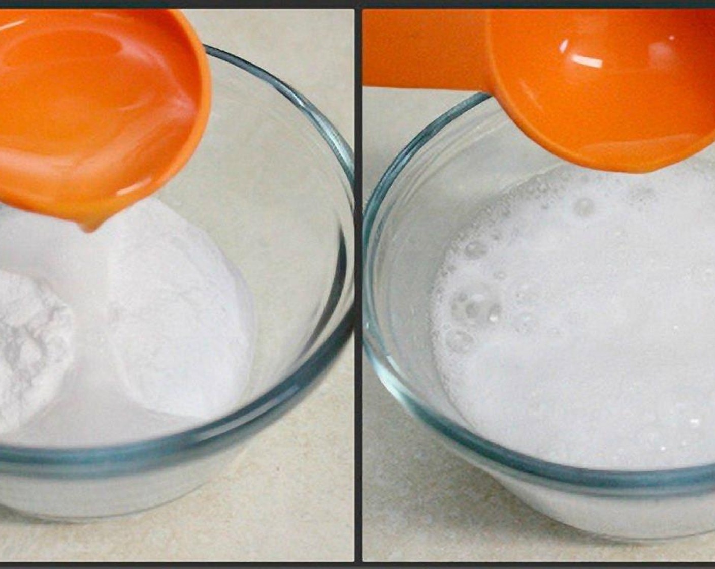 step 4 Add the Sour Cream (4 Tbsp) to the batter. Dissolve the Baking Soda (1/2 tsp) in Distilled White Vinegar (1/2 tsp) and add to the batter also. Mix to combine.