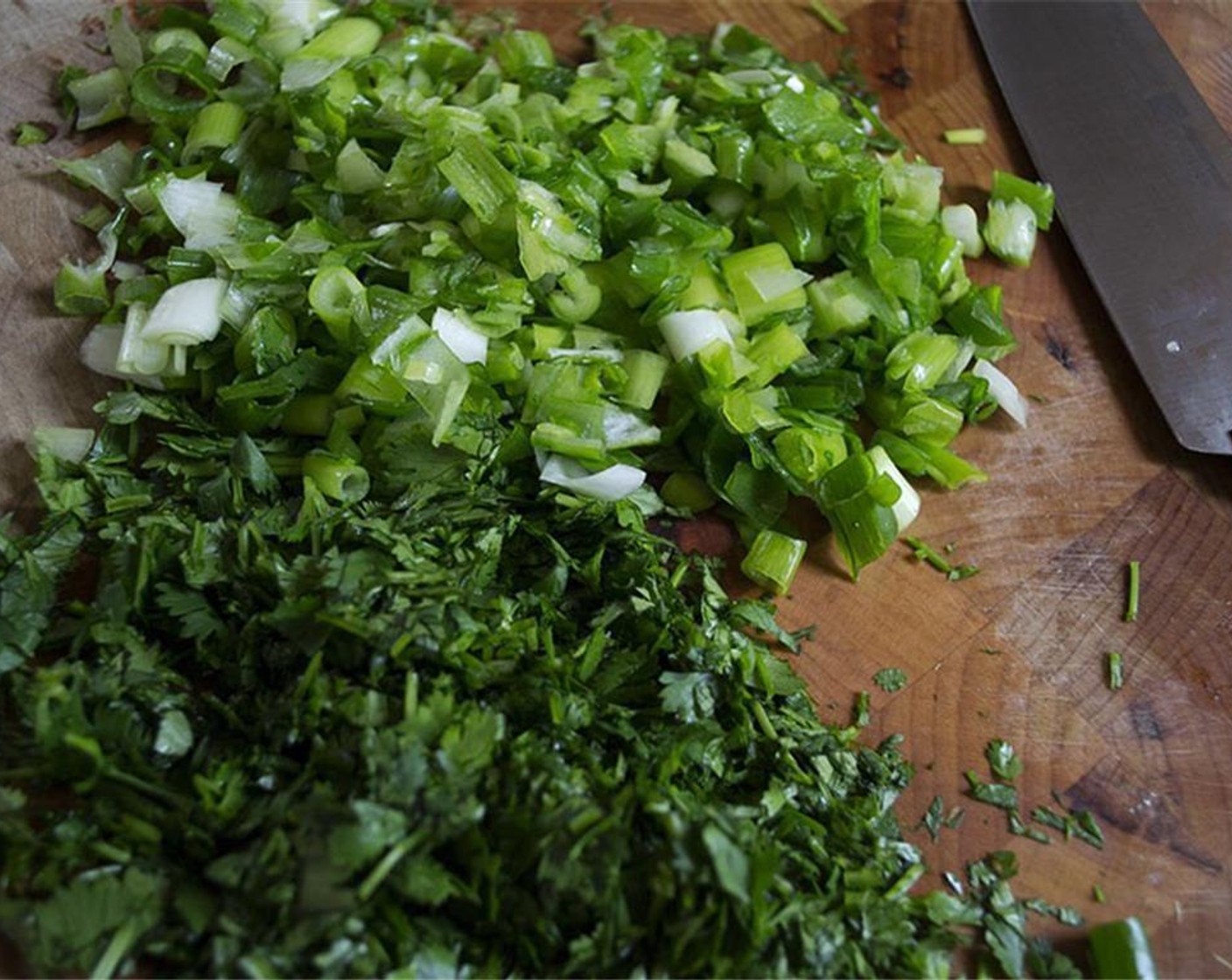 step 1 Finely chop the Scallion (1 bunch) and Fresh Cilantro (1/3 cup).