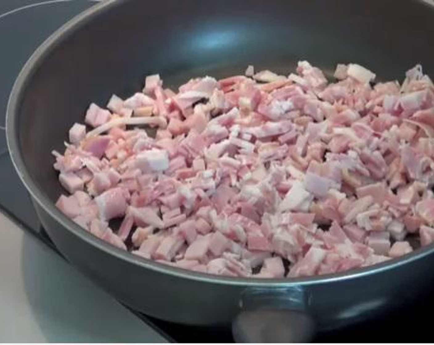 step 2 Fry the Thick-Cut Bacon (8 slices) in a frying pan until they are brown and crisp.