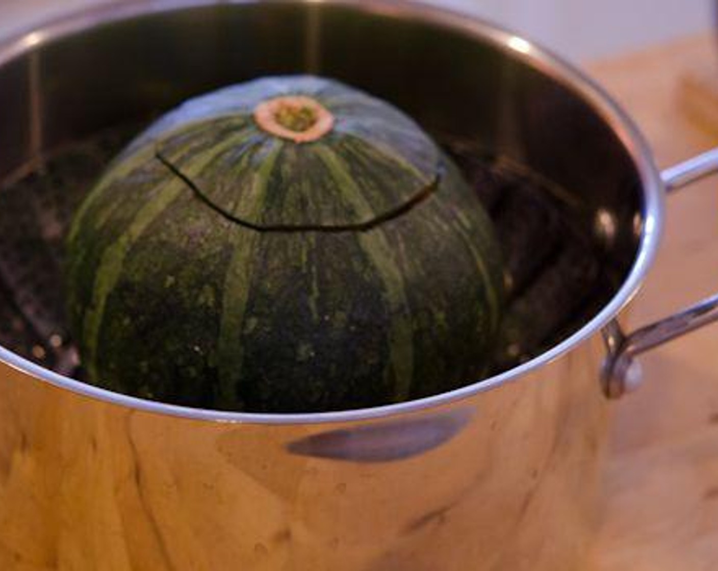 step 6 Place the pumpkin in the steamer and cover with lid or foil. Steam over medium heat for about 40 minutes depends on the size of your pumpkin.