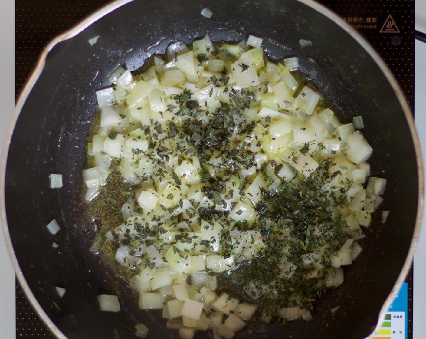 step 5 Melt Unsalted Butter (3 Tbsp) in a large skillet over medium-high heat. Add the minced onion and saute for 3 minutes. Season with Kosher Salt (to taste) and Freshly Ground Black Pepper (to taste). Add in the sage and thyme and cook for a minute.