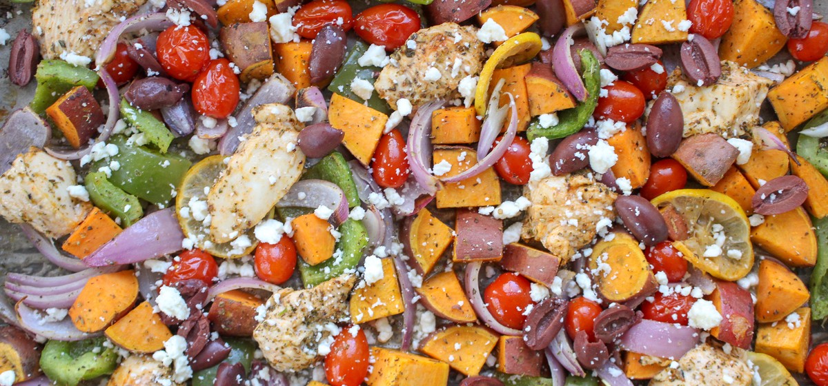 Mediterranean Sheet Pan Chicken and Sweet Potatoes Recipe | SideChef