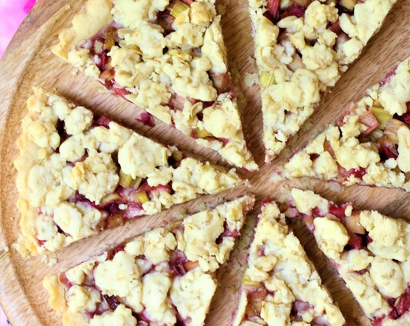 step 12 Cut tart into slices, serve and enjoy! I like to serve this with Rhubarb Raspberry Sauce and sweetened whipped cream on the side; vanilla ice cream is also wonderful on top of warm slices!