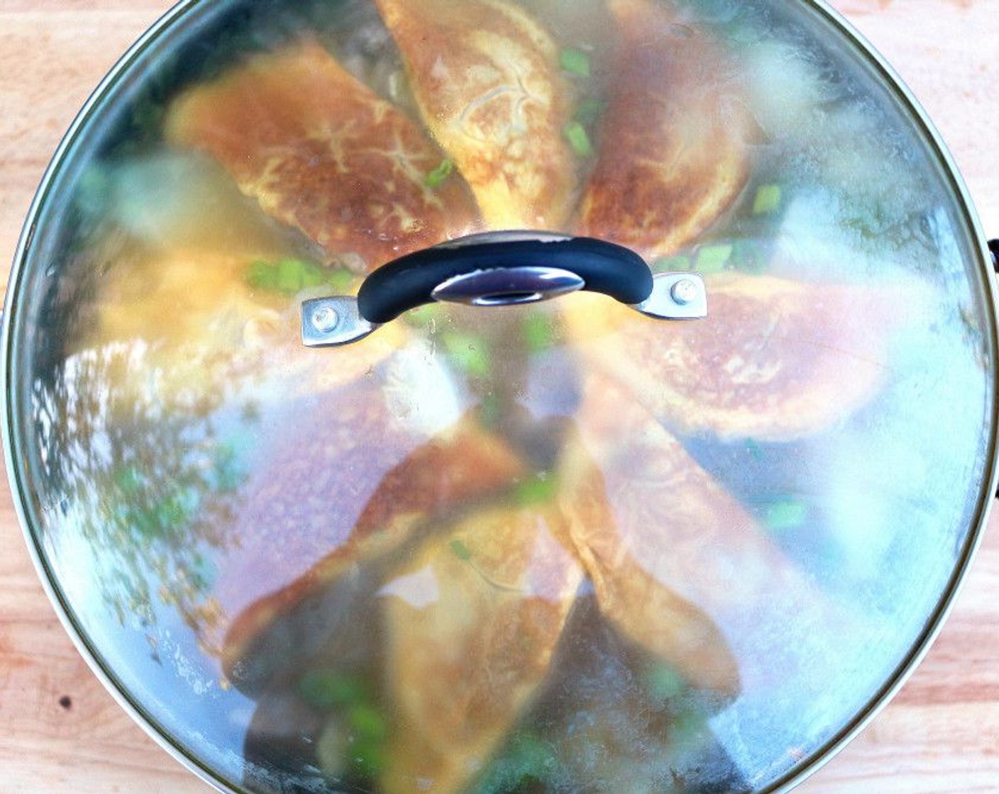 step 9 Top the soup with the egg dumplings. Cover and slowly simmer until the stuffing is cooked through, about 2-4 minutes depending on the thickness of the eggs and the stuffing.