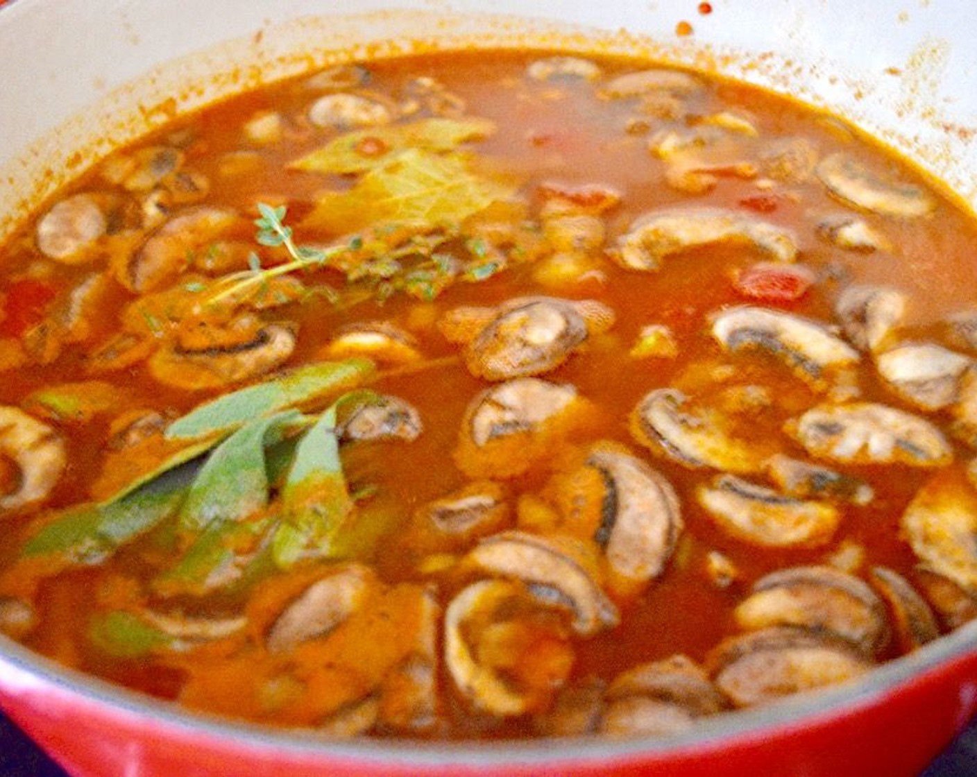 step 4 Add the Diced Tomatoes (1 can), Vegetable Stock (4 cups), Water (2 cups), Sweet Potato Gnocchi (1 lb), Fresh Thyme (1 sprig), Fresh Sage (1 sprig), and Bay Leaves (2). Bring the soup to a low boil, then reduce it to a simmer and let it cook for 15 minutes, stirring it occasionally. The lentils and gnocchi should get perfectly tender.