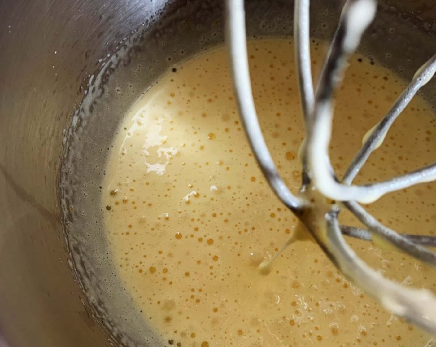 step 2 In the bowl of your electric mixer beat together Organic Eggs (3), Granulated Erythritol (3/4 cup), Salt (1 pinch), Vanilla Extract (1 tsp), and Orange (1). Whisk for about 5 minutes, until you get a foamy and light-colored mixture.