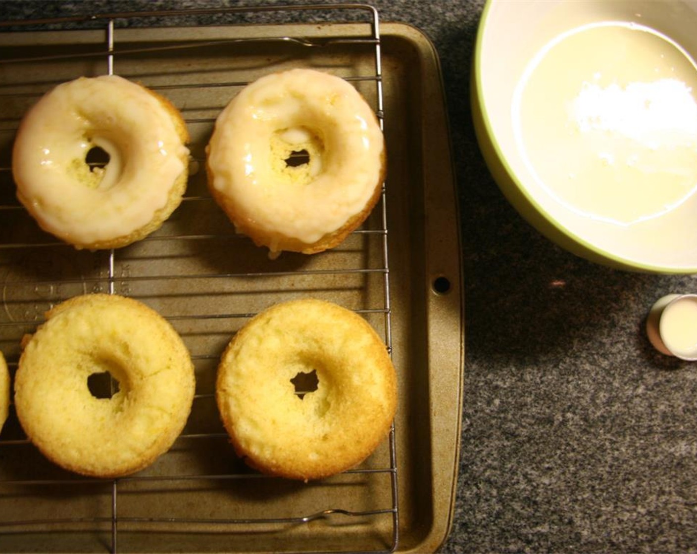 step 6 Combine Powdered Confectioners Sugar (1 cup) and Orange Juice (1 Tbsp) to make the icing.  Let cool slightly before dipping into icing.