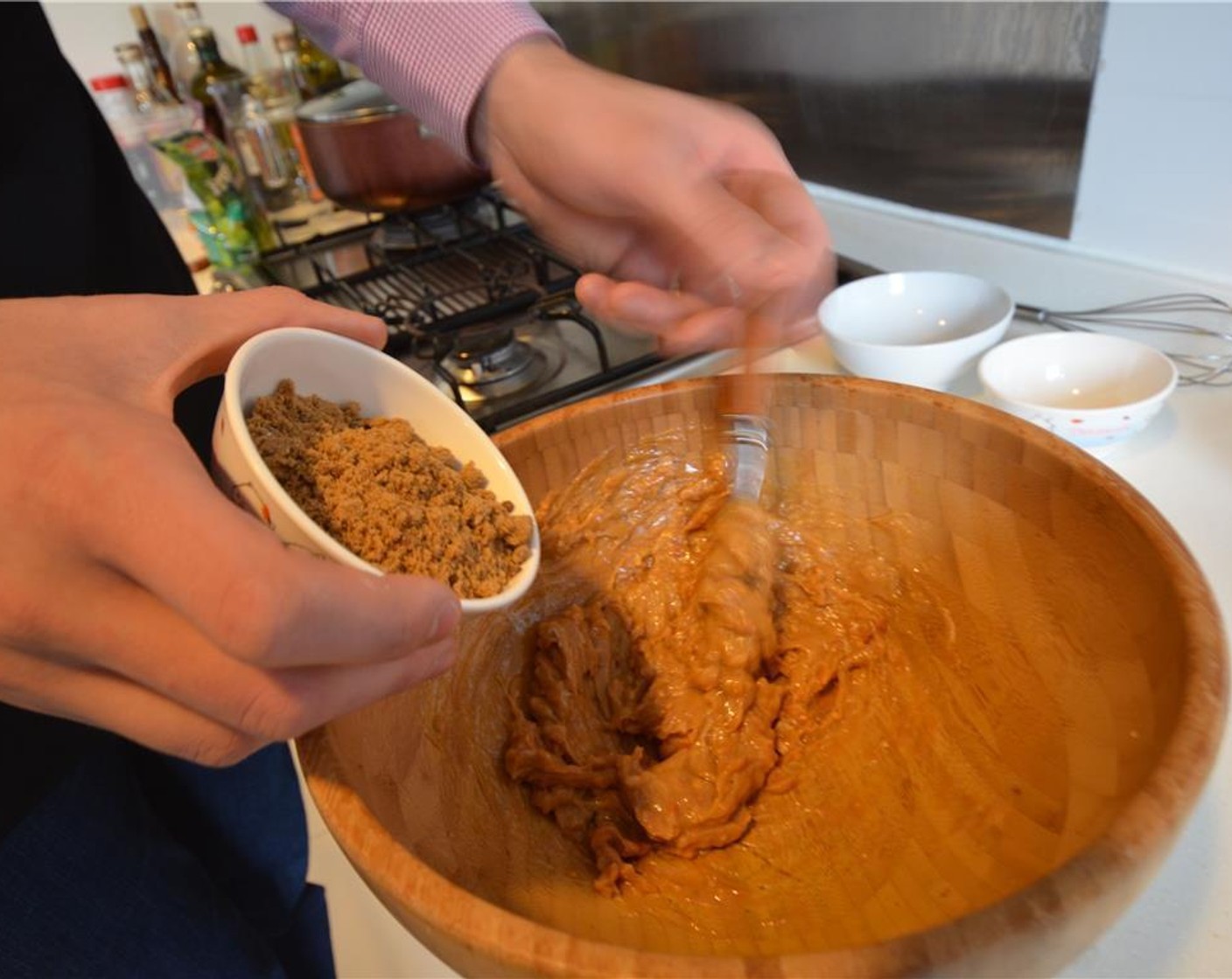 step 3 Add the Brown Sugar (2/3 cup) and Oats (2/3 cup).