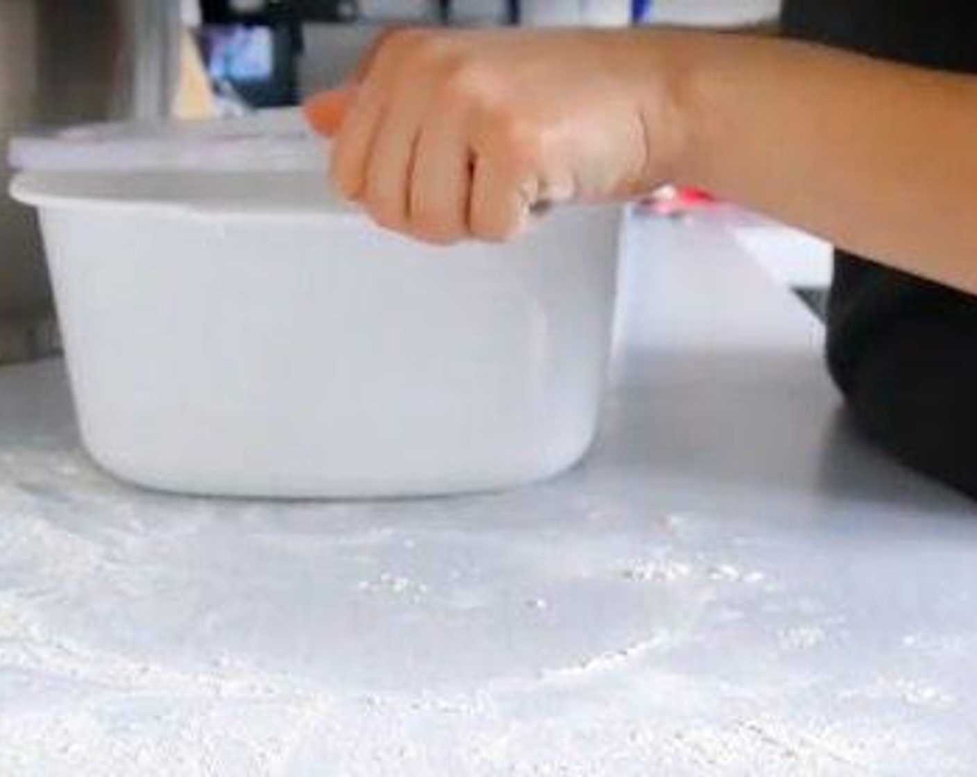 step 5 Place the dough ball in a container with no flour or oil and leave to prove for 90 minutes o until doubled in size. Once the dough has proved on a flat baking tray add approx 1/2 cup of olive oil plus more on your hands, then the dough ball and start to extend using your hands until the dough is just less than 1cm thick. Leave to rest for another 30 minutes.