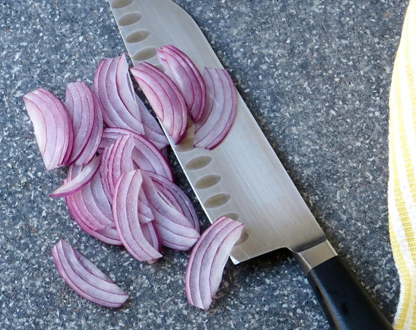 step 5 Prepare your Red Onion (1/4 cup) and add to the bowl.