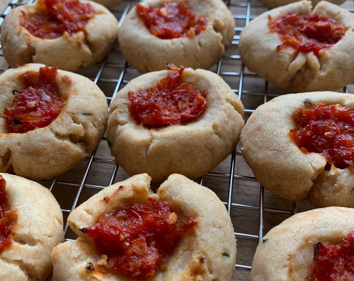 Cheesy Shortbread Cookies with Tomato Jam