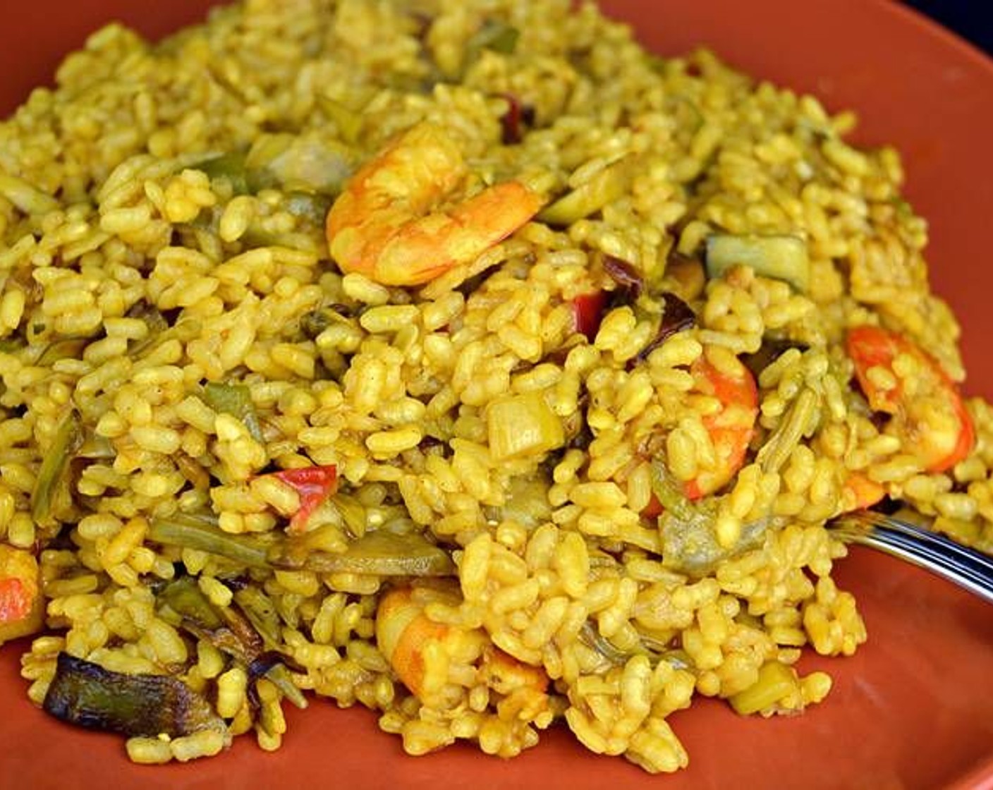 Curry Rice with Langostinos and Vegetables