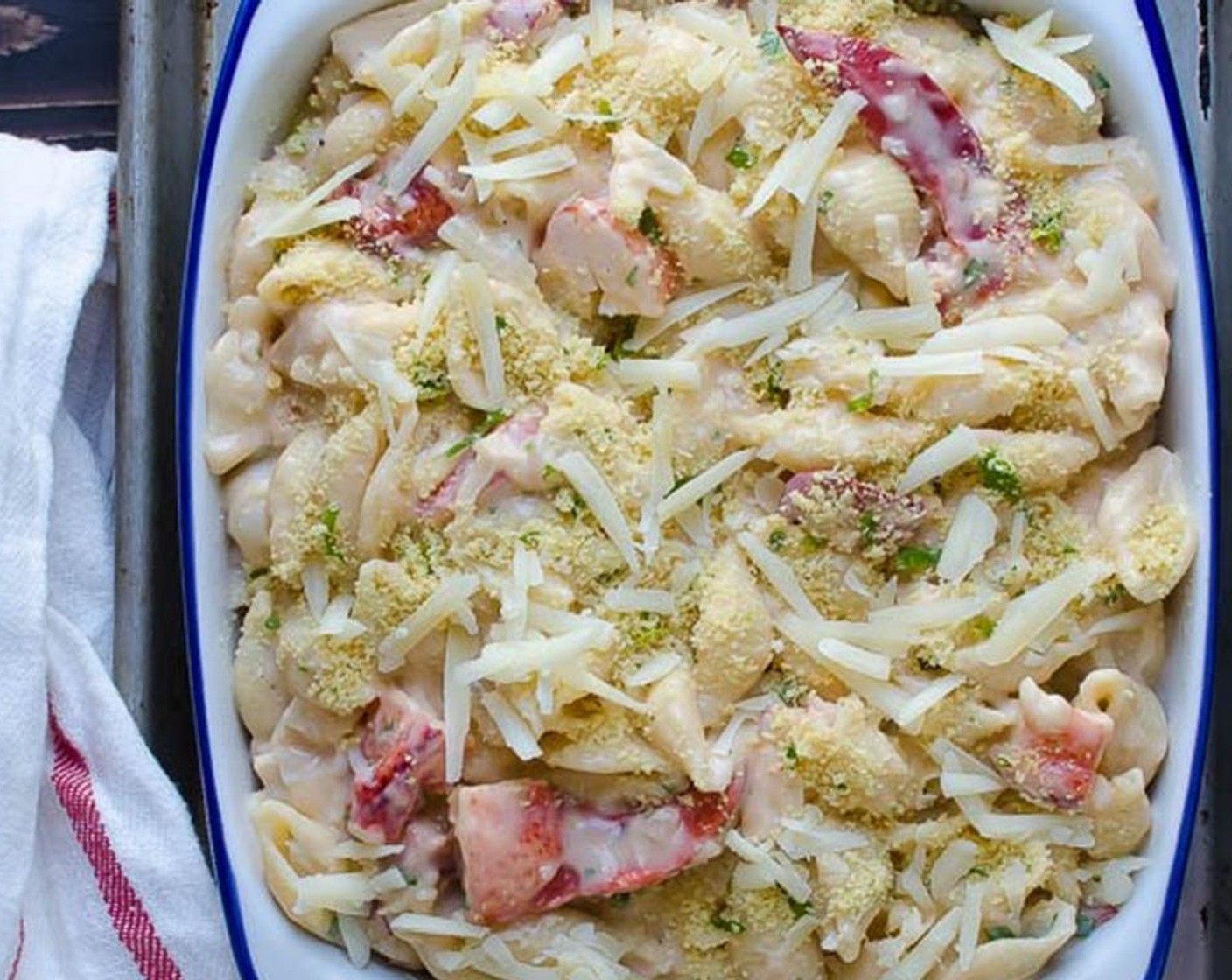 step 6 Pour the pasta mixture into the prepared dish. Sprinkle with Breadcrumbs (to taste) and Gruyère Cheese (1/4 cup).