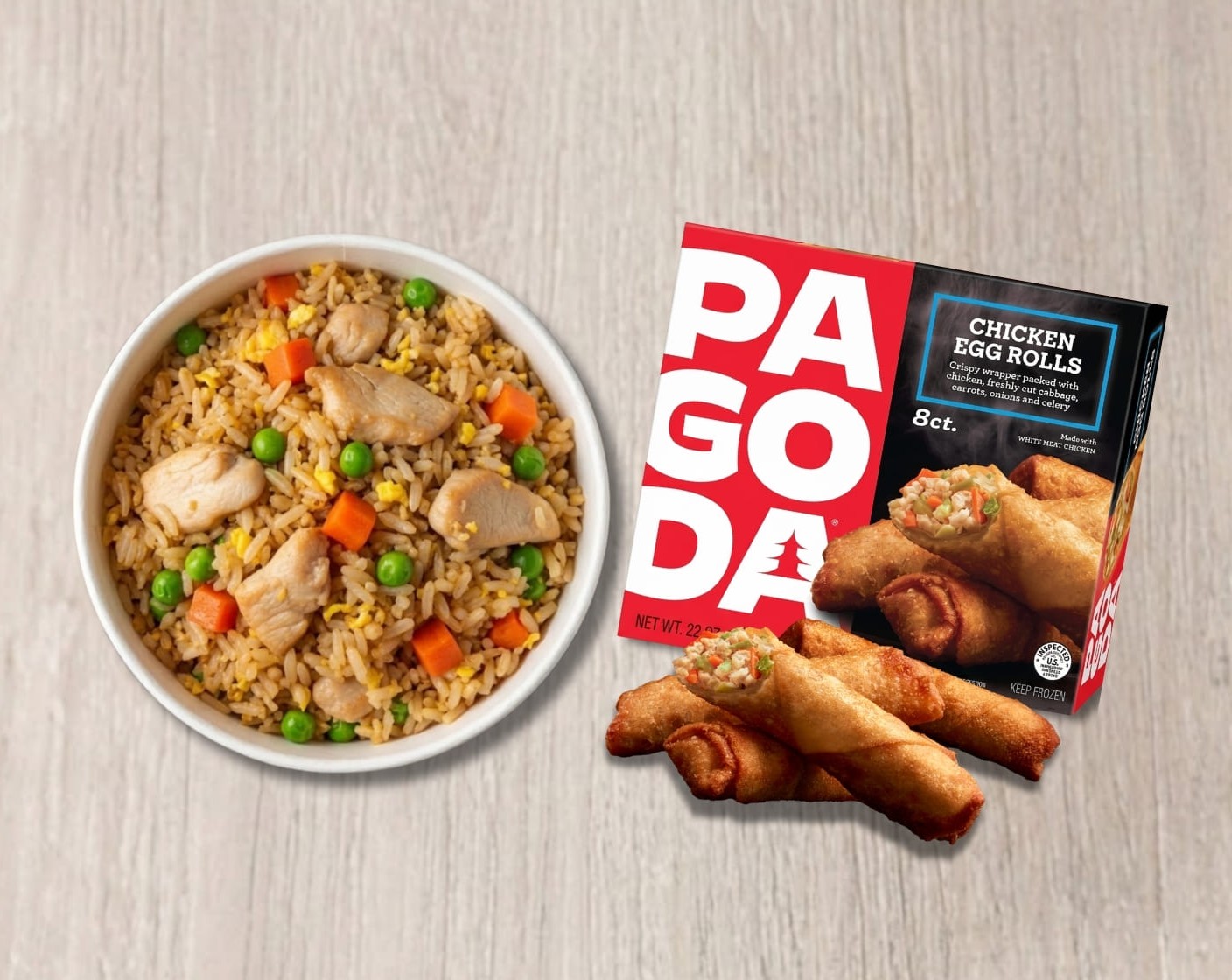 Pagoda Egg Rolls with Easy Fried Rice