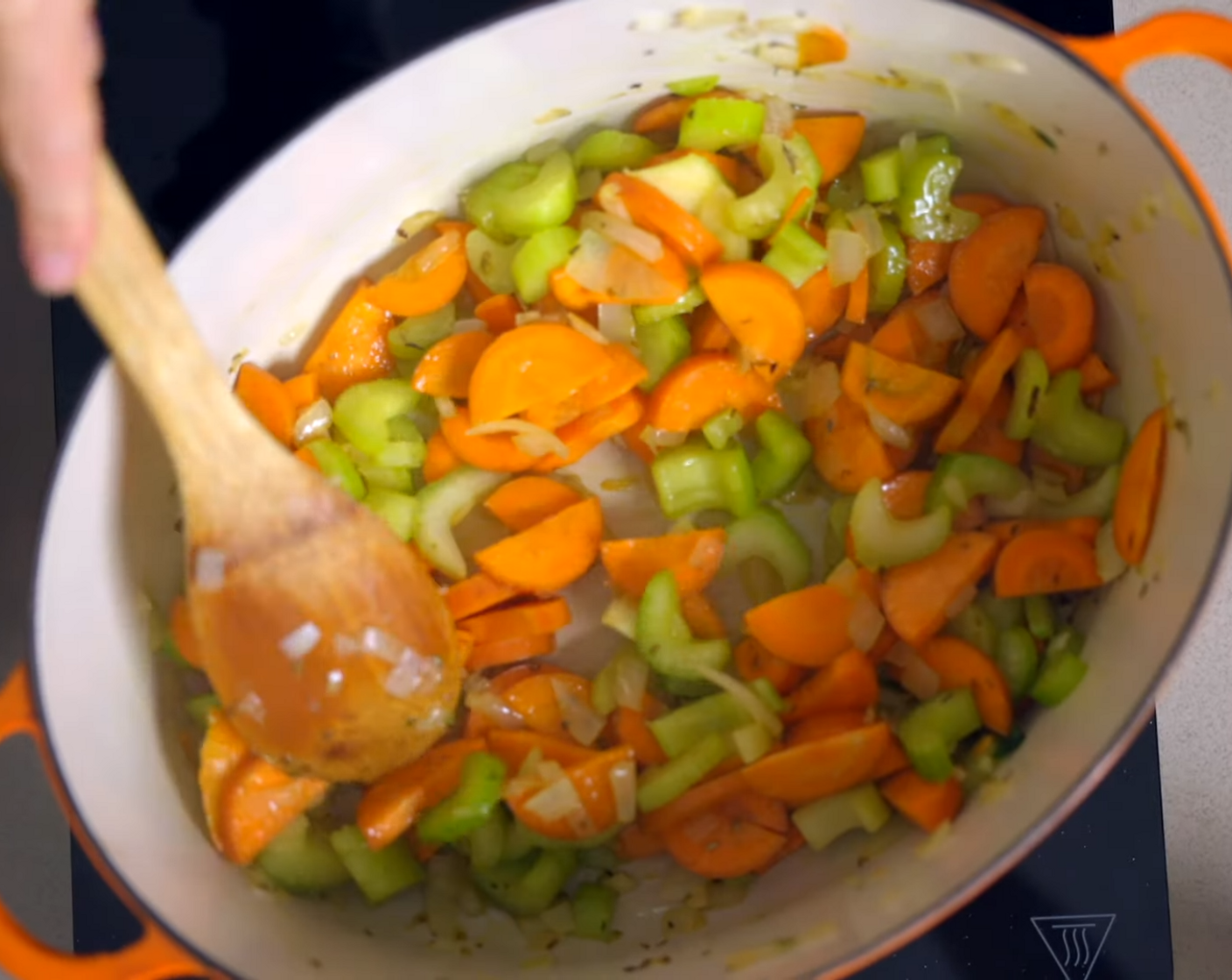 step 3 Add Celery (3 stalks) and Carrots (2), sauté for 5 more minutes.