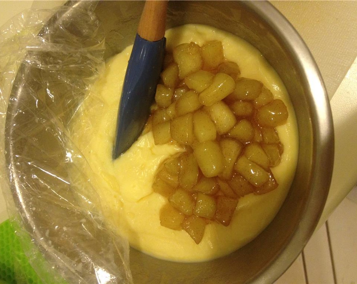 step 11 Combine the cinnamon apple with the custard, mix well together.