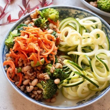 Sautéed Veggie Farro Spiralized Zucchini Salad Recipe | SideChef