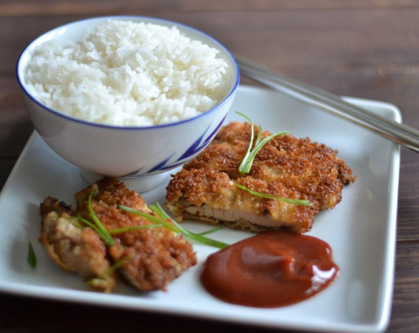 step 8 Serve with steamed rice and katsu sauce and enjoy!