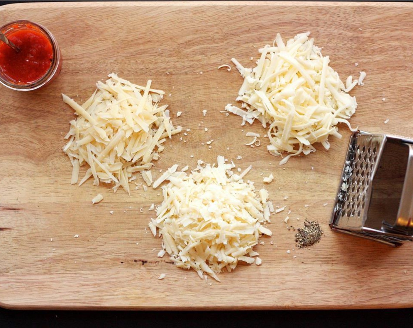 step 2 Prepare the Asiago Cheese (2/3 cup), Mozzarella Cheese (2 cups) and Parmesan Cheese (2/3 cup).