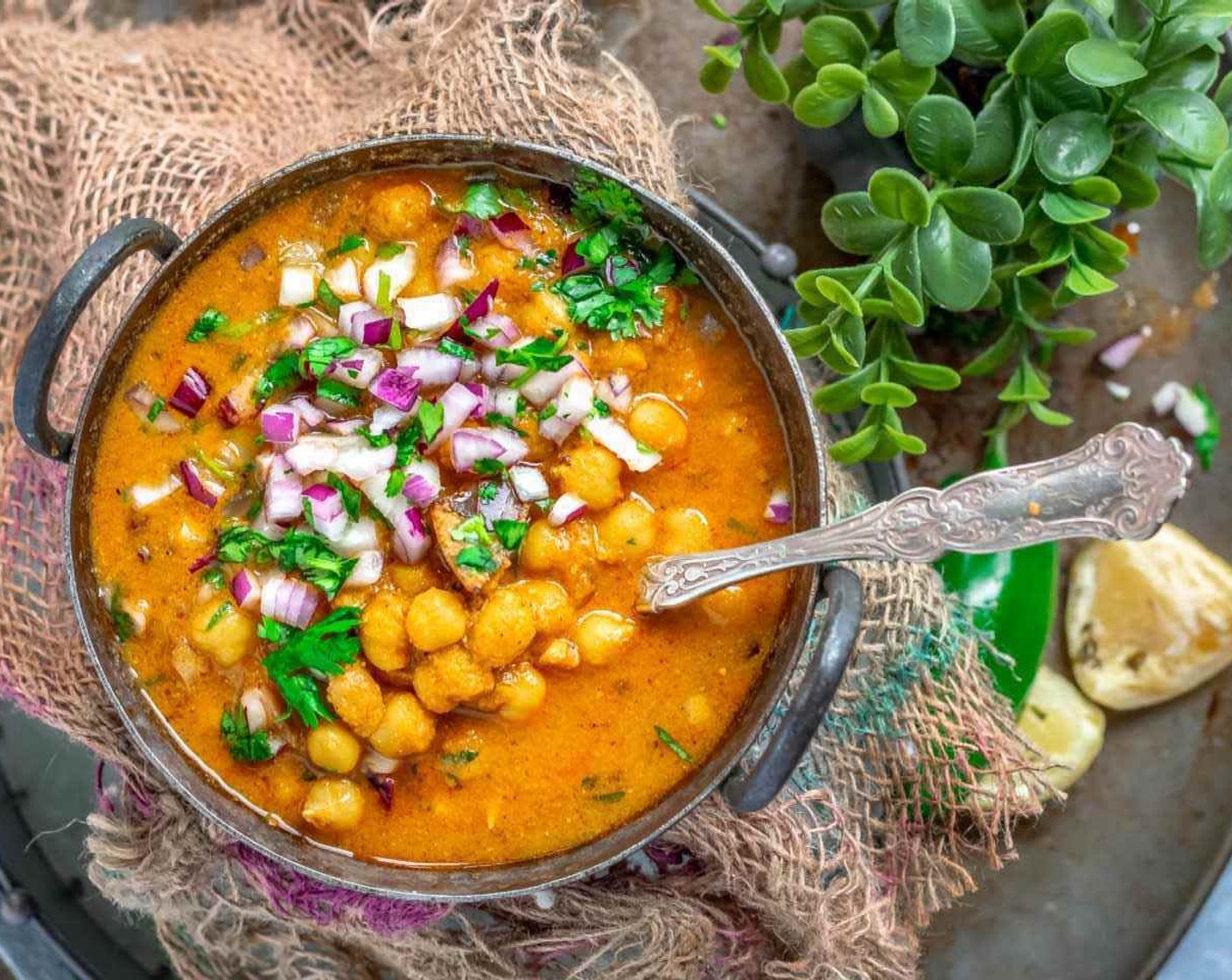 step 6 Chettinad Kondai Kadalai Kuzhambu is ready. Garnish with some Onions (to taste) and Fresh Cilantro (to taste). Serve it with any Indian bread or steamed rice. It's nourishing and delicious!