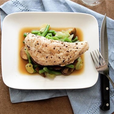 Chicken with Green Beans, Eggplant & Muscadine Sauce Recipe | SideChef