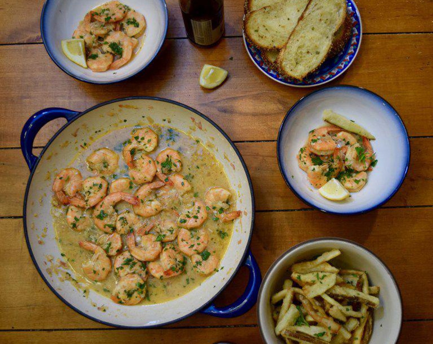 Shrimp with Garlic Beer Broth