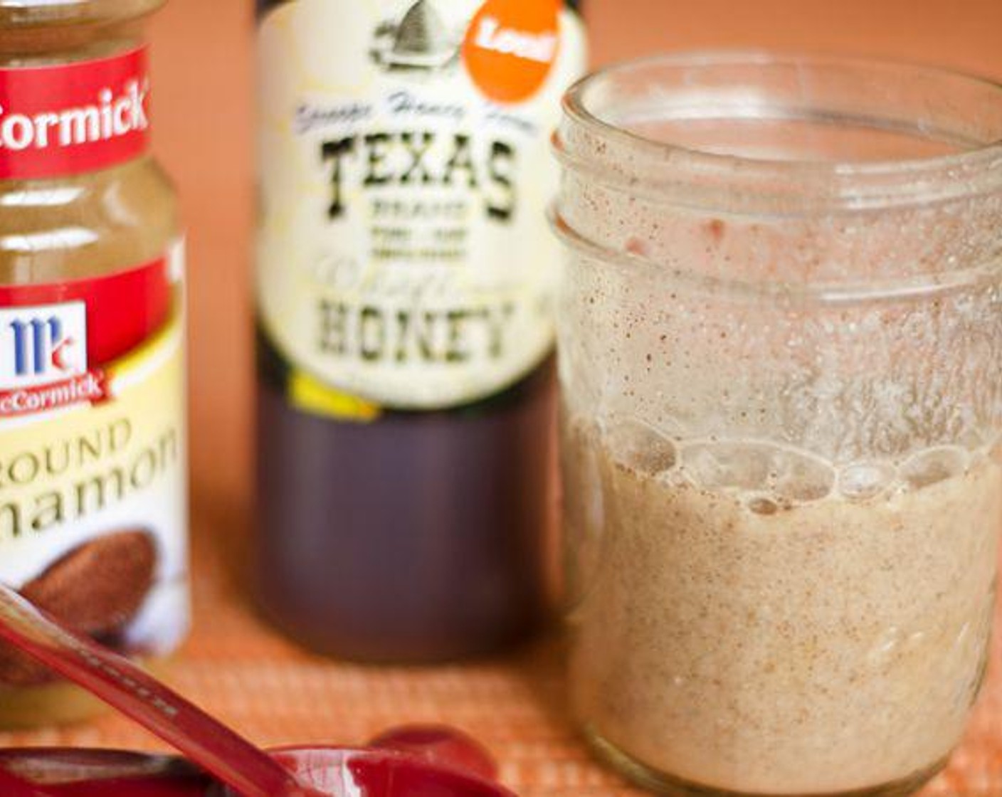 step 1 Whisk together the Honey (2 Tbsp), Fat-Free Yogurt (1/4 cup), Ground Cinnamon (1/2 tsp), Orange (1/4 cup) juice, Salt (1/8 tsp), and Ground Black Pepper (1/8 tsp).