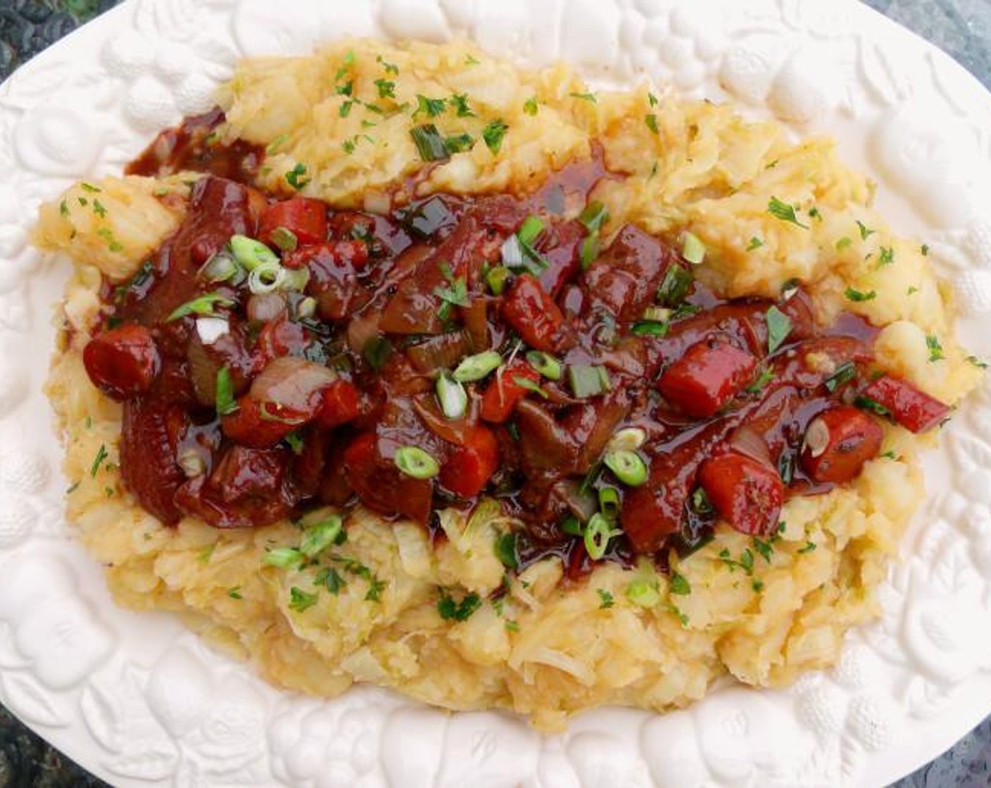 Malbec-Braised Pork Belly With Napa Potatoes