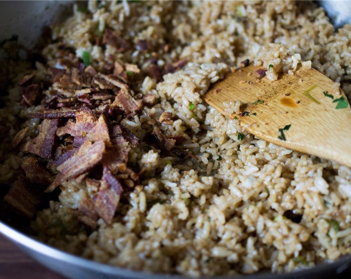 step 6 Add the Cooked Bacon (5 slices) and stir to incorporate. Cook for 5 minutes or until warmed through.