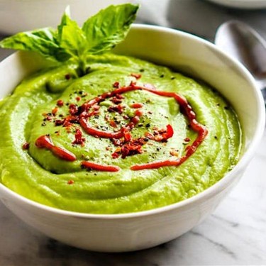 Chilled Artichoke Avocado Spring Pea Soup Recipe | SideChef