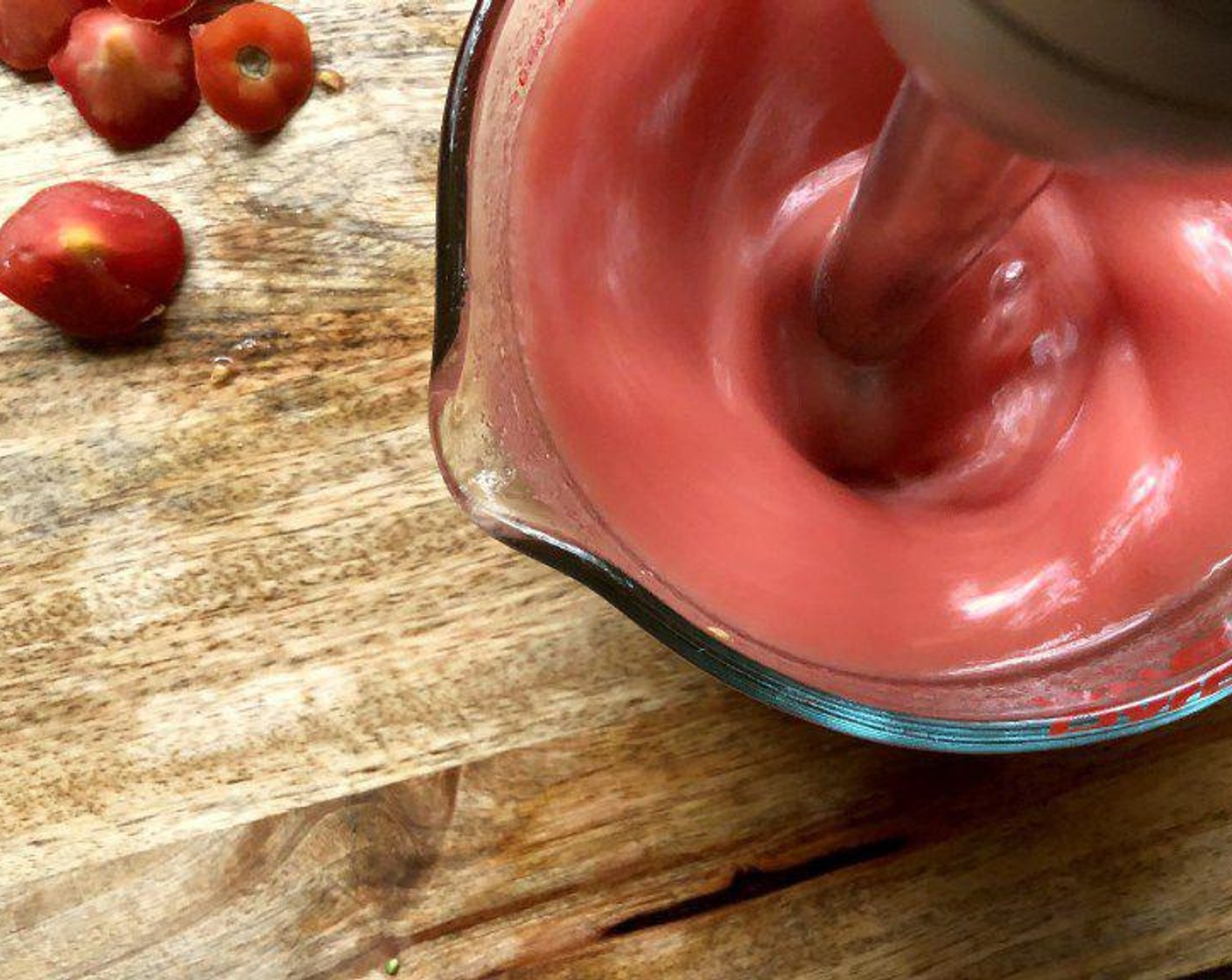 step 4 Place Plum Tomatoes (3 cups) and Chicken Broth (8 fl oz) in a blender; process until smooth.