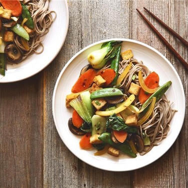 Stir-Fried Tofu with Baby Bok Choy, Peas, and Soba Recipe | SideChef