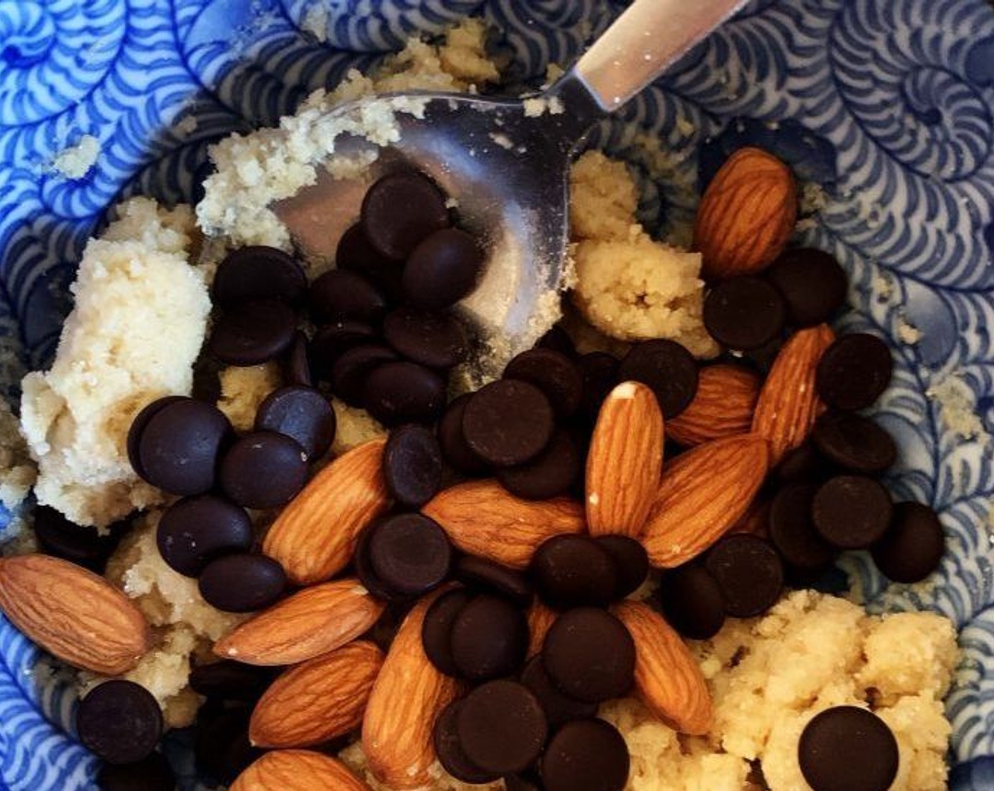 step 4 Fold in Almonds (2 Tbsp) and Dark Chocolate Chips (2 Tbsp).