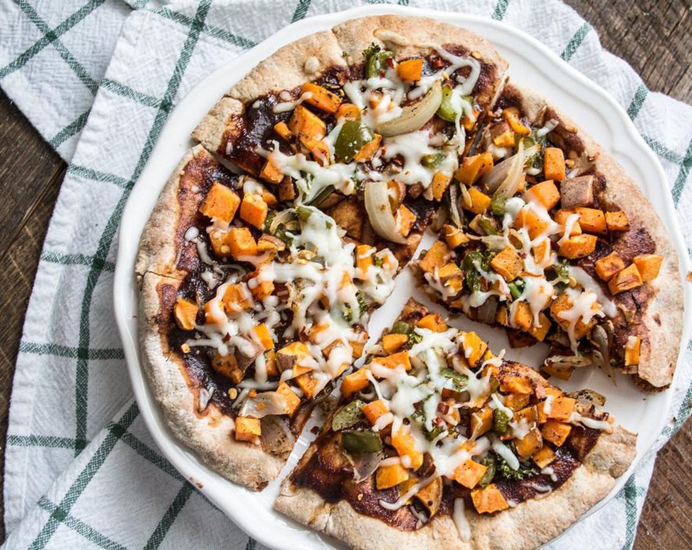 BBQ Sweet Potato and Veggie Pita Pizza