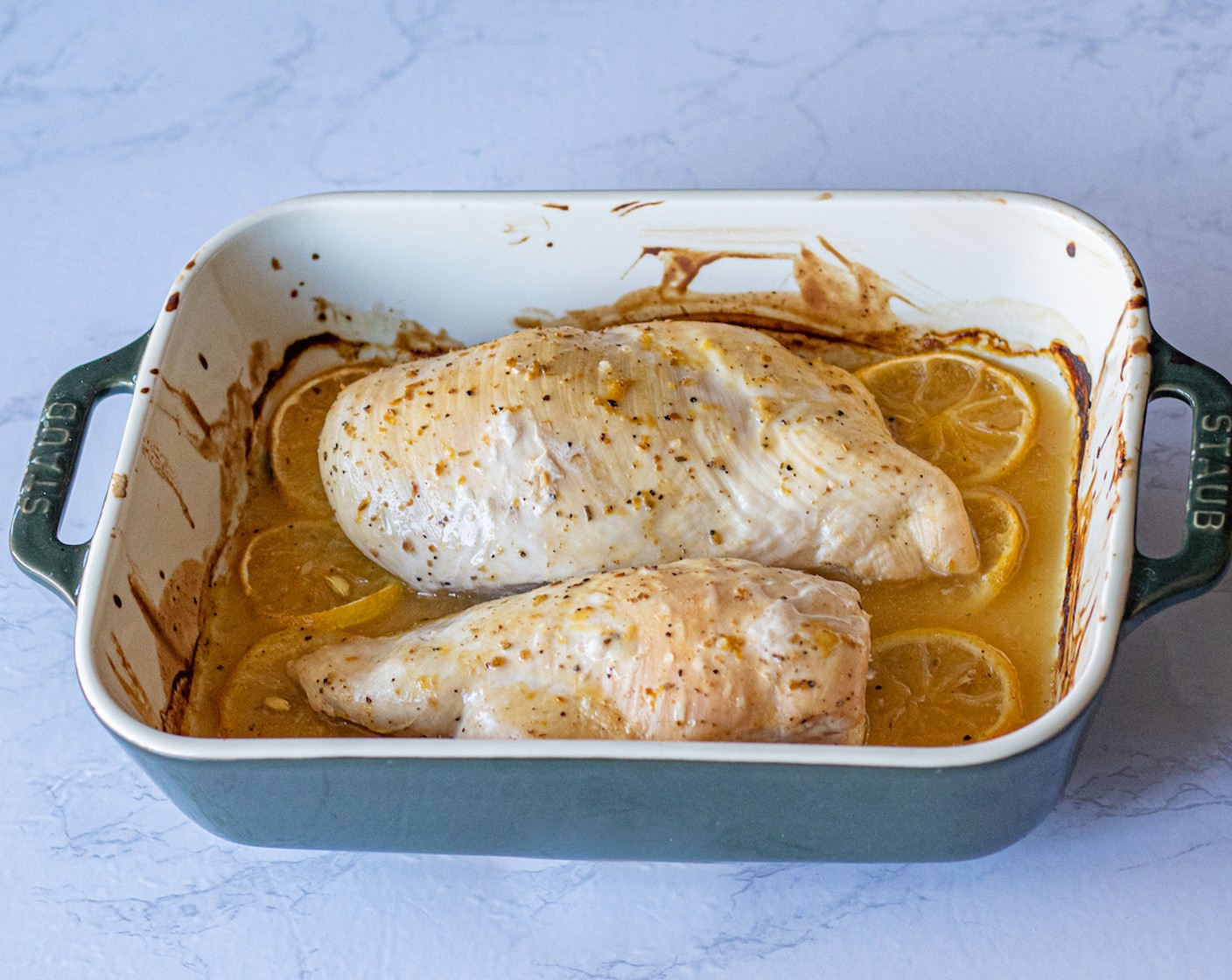 step 4 Bake for 45 minutes or until the chicken reaches an internal temperature of 165 degrees F (74 degrees C). Remember, oven temperatures may vary.