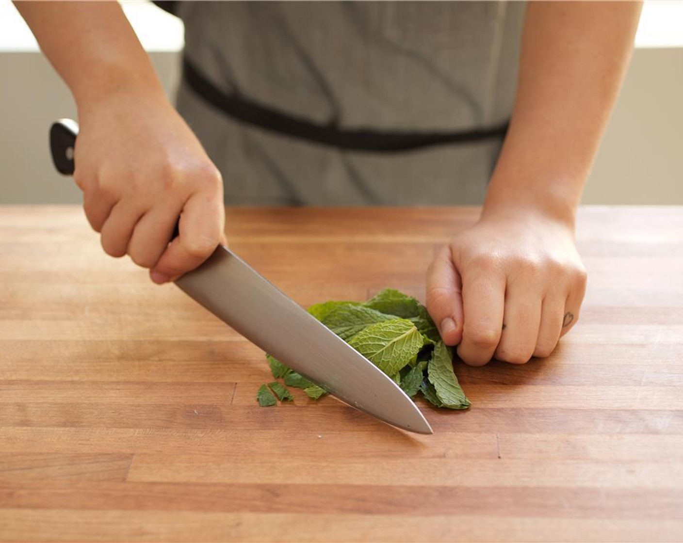 step 3 Remove the stems from the Fresh Mint (1/3 cup) and discard stems. Roughly chop the leaves, and set aside.