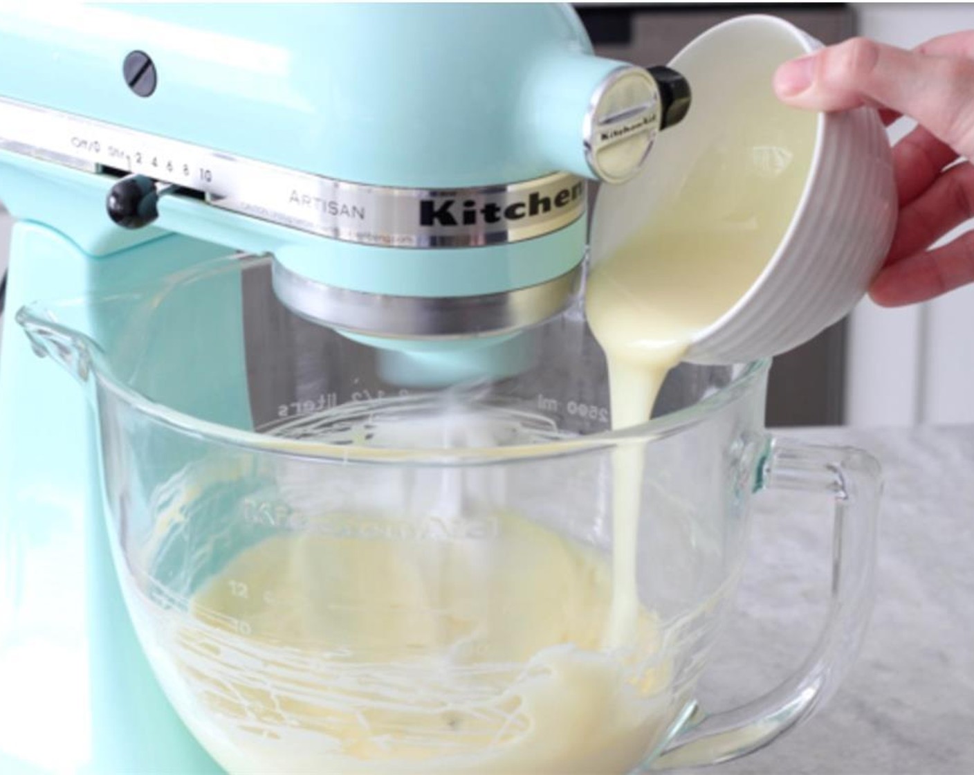 step 14 Pour in the La Lechera® Sweetened Condensed Milk (3/4 cup) and mix until evenly combined. Set it aside at room temperature.
