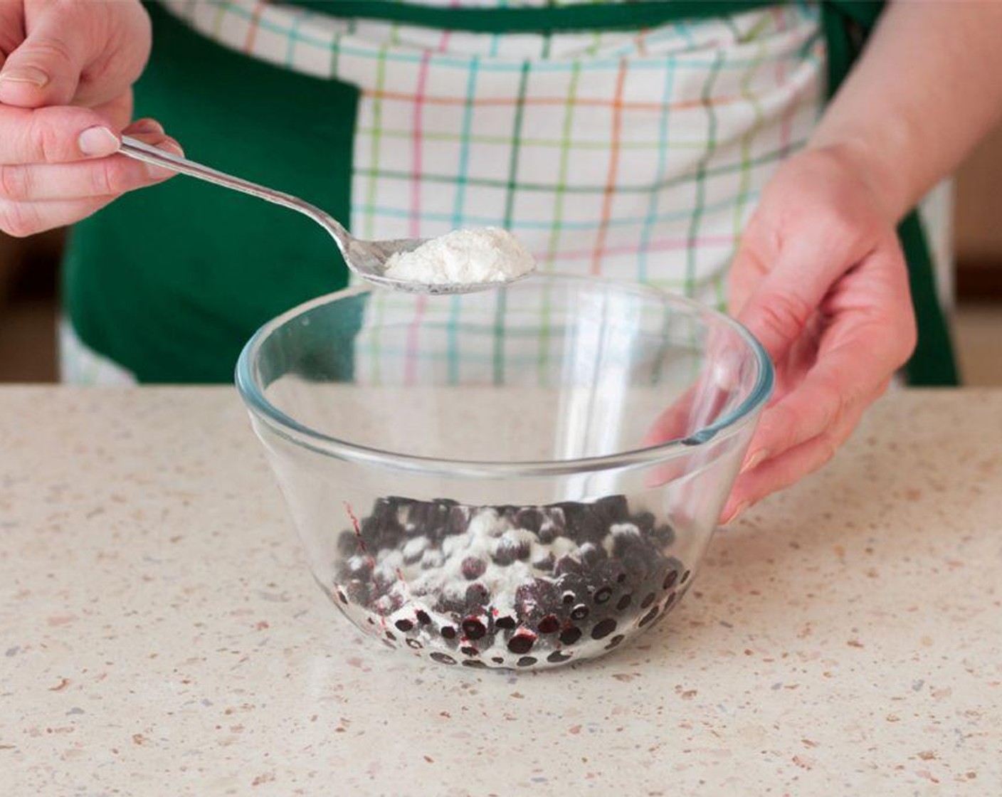 step 1 Mix the Fresh Blueberry (1 cup) with 1/3 cup of All-Purpose Flour (1 1/3 cups).