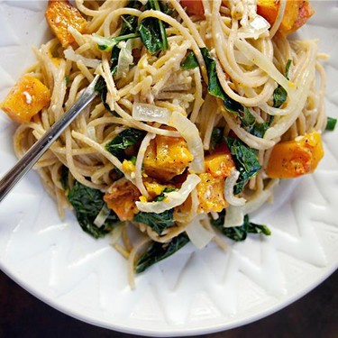 Creamy Pasta with Butternut Squash and Kale Recipe | SideChef