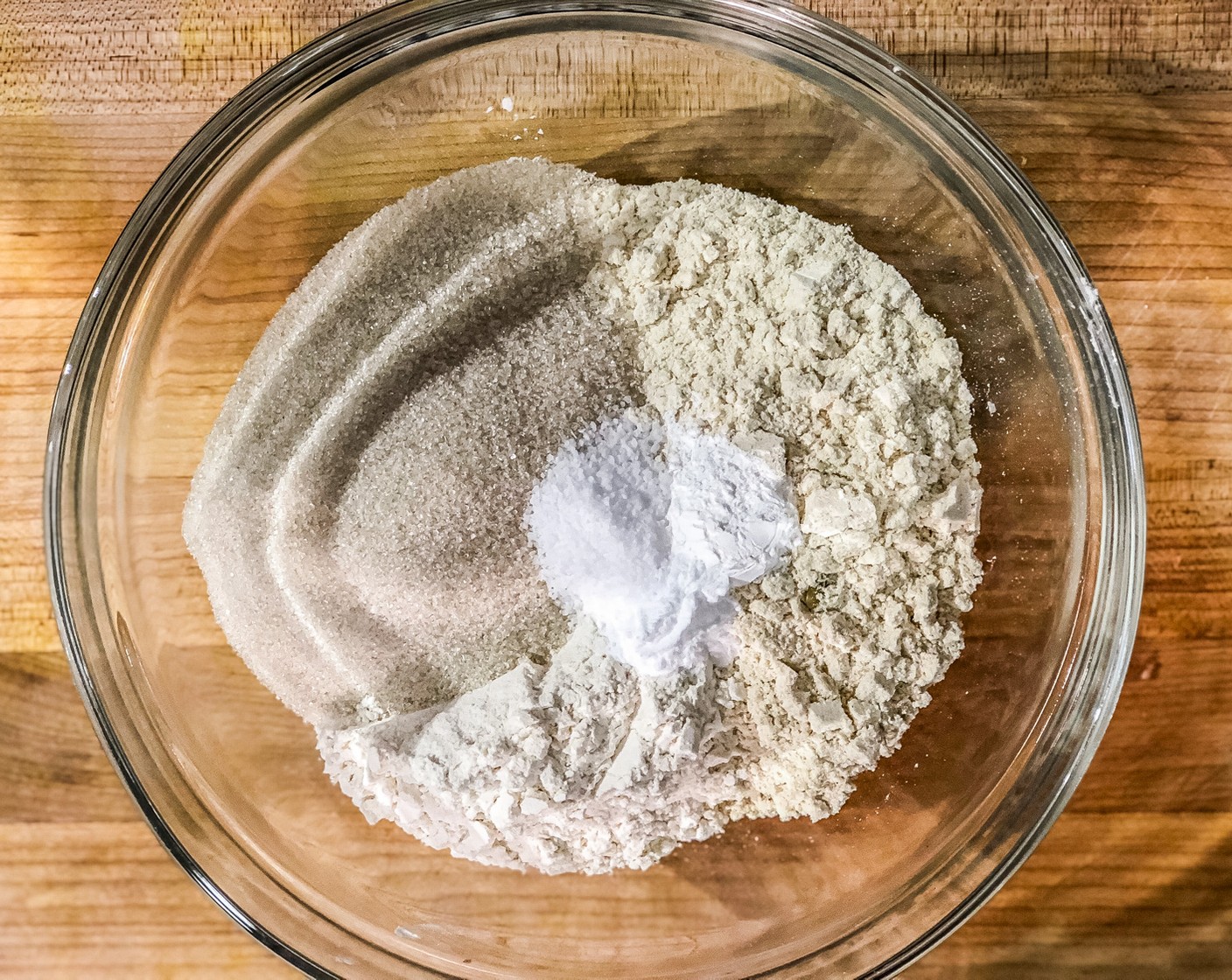 step 6 In a bowl mix the Corn Masa Flour (3/4 cup), All-Purpose Flour (1/4 cup), Baking Soda (1/2 tsp), Baking Powder (1/2 tsp), Granulated Sugar (1/2 cup), and Salt (1/2 tsp) together.