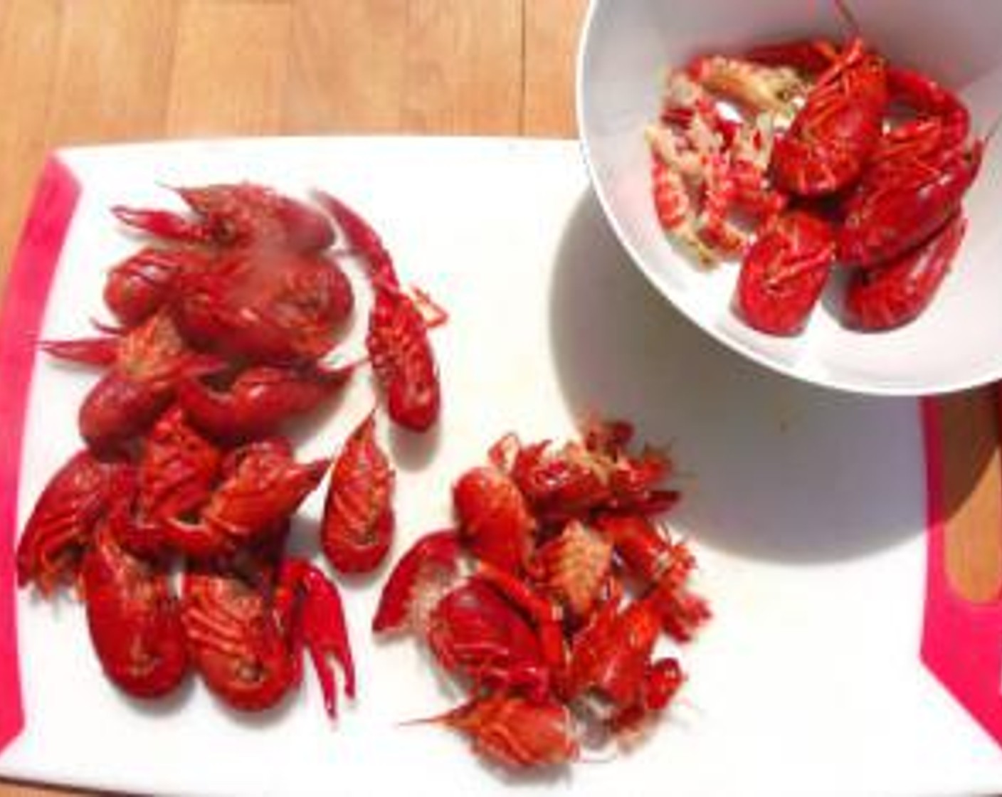 step 1 Remove the tails from the shells of Crawfish (1 lb), and reserve 5 whole crayfish for garnish.