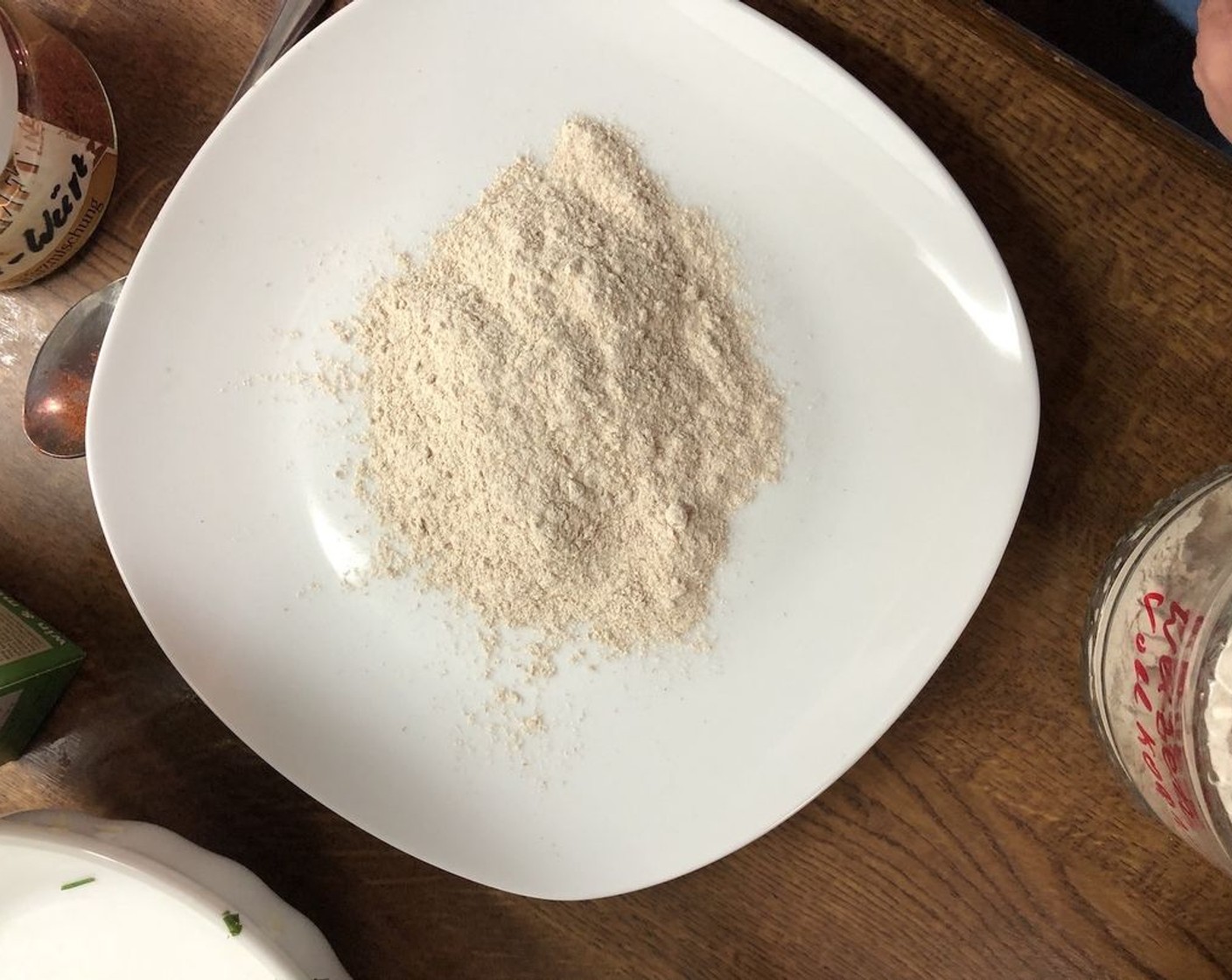 step 14 In a separate plate, add the Whole Wheat Flour (to taste) for coating the meat patties.